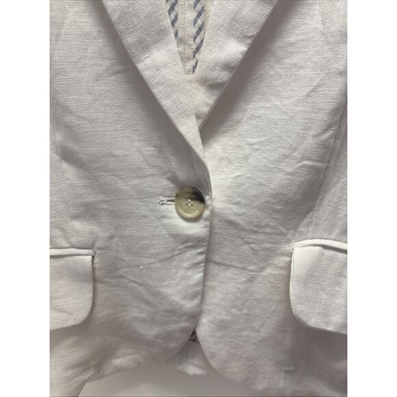 Olivia Moon Women’s 100% Linen White 1-Button Blazer Pockets Sz M - Picture 11 of 15